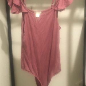 Pink Ruffled Bodysuit! Great for summer!